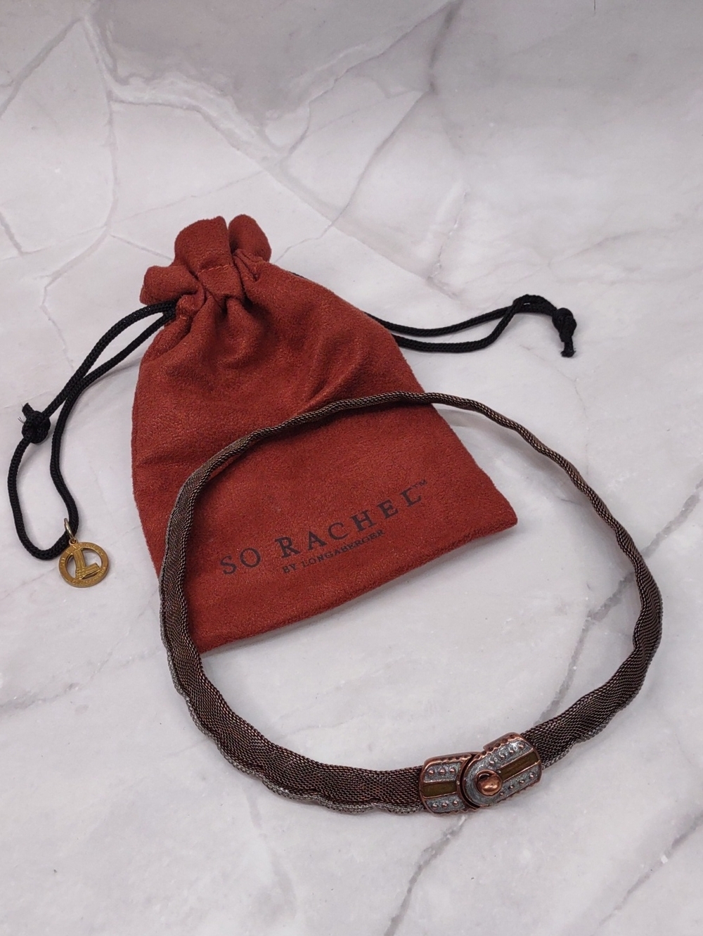 So Rachel By Longaberger Copper/Gunmetal Mesh Collar Necklace